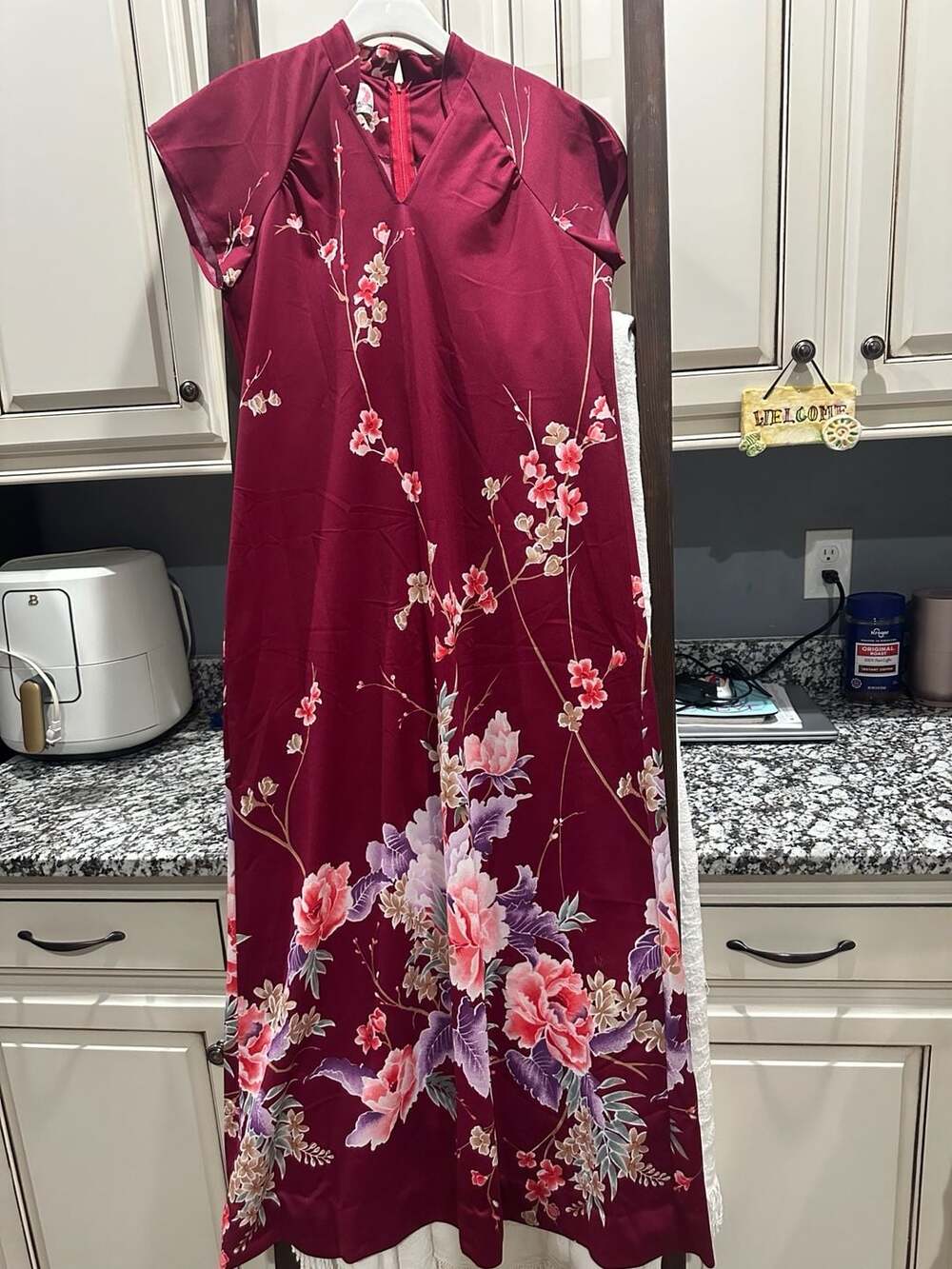 Nani of Hawaii Vintage Red Floral Polyester Maxi Dress Size 14